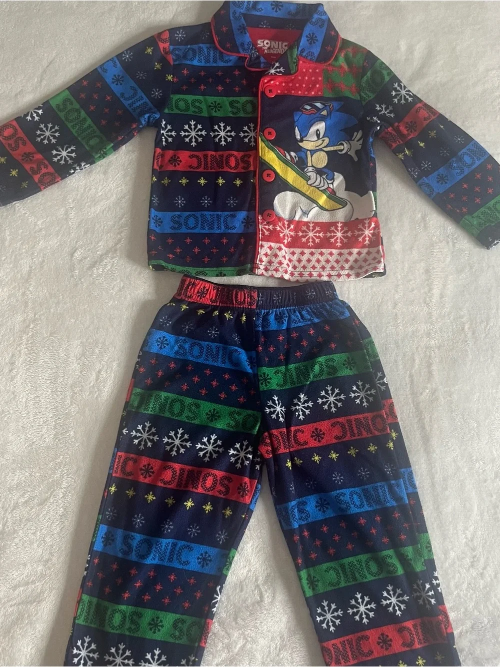 Sonic The Hedgehog Kids Navy Holiday Pajama Set Sz 2T